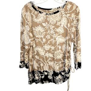 Rubyred Large Women's Top Brown Side tie Shirt Blouse Misses Size 12 14